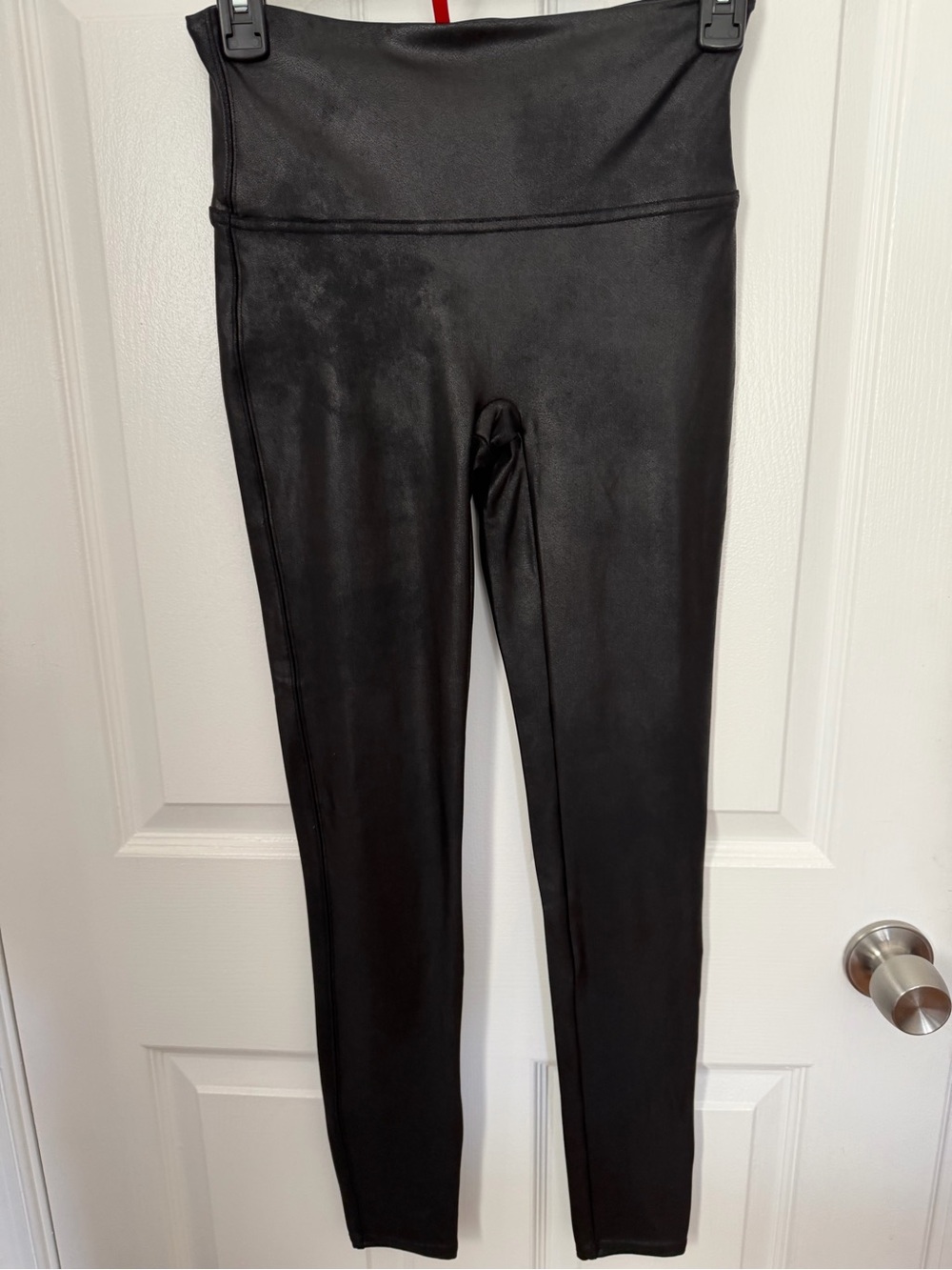 SPANX Black High-Waist Faux Leather Leggings
